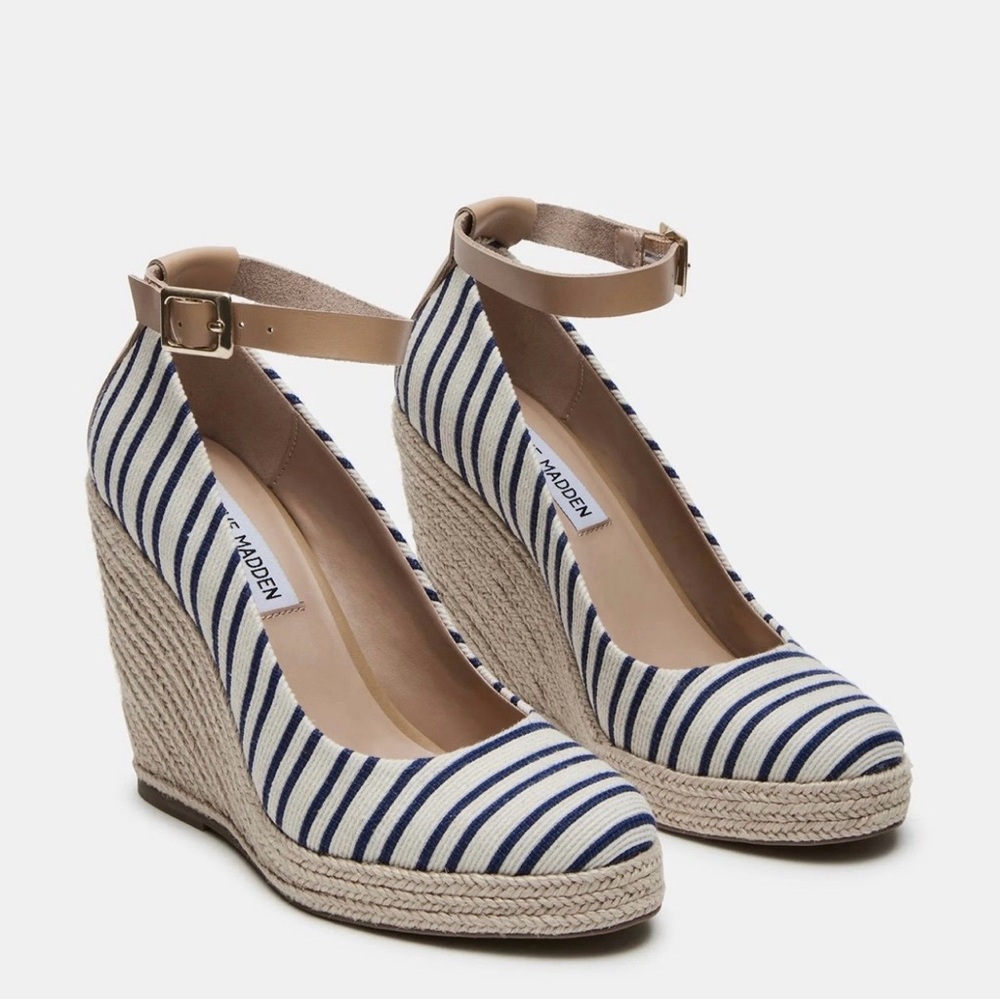 Stylish Ankle Strap Rounded Toe Navy Multicolor W… - image 1